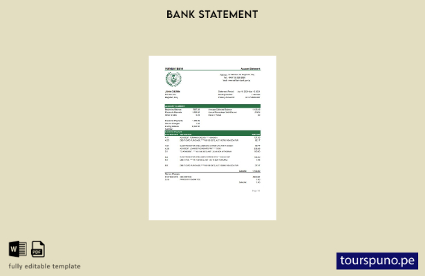 listo para imprimir la plantilla de Excel del extracto bancario de Iraq Rafidain